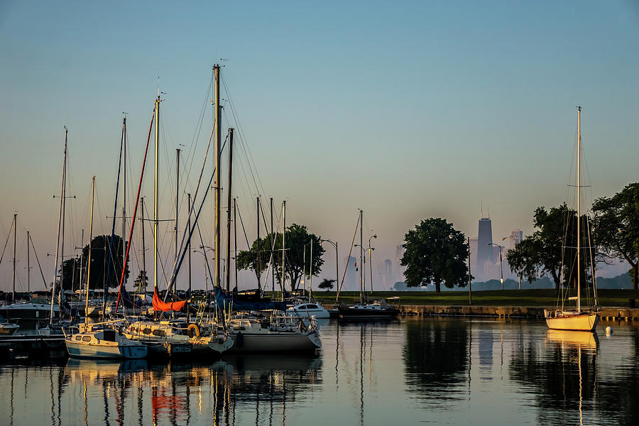 Chicago Photograph - Harbor and Chicago Skyline by Sven Brogren