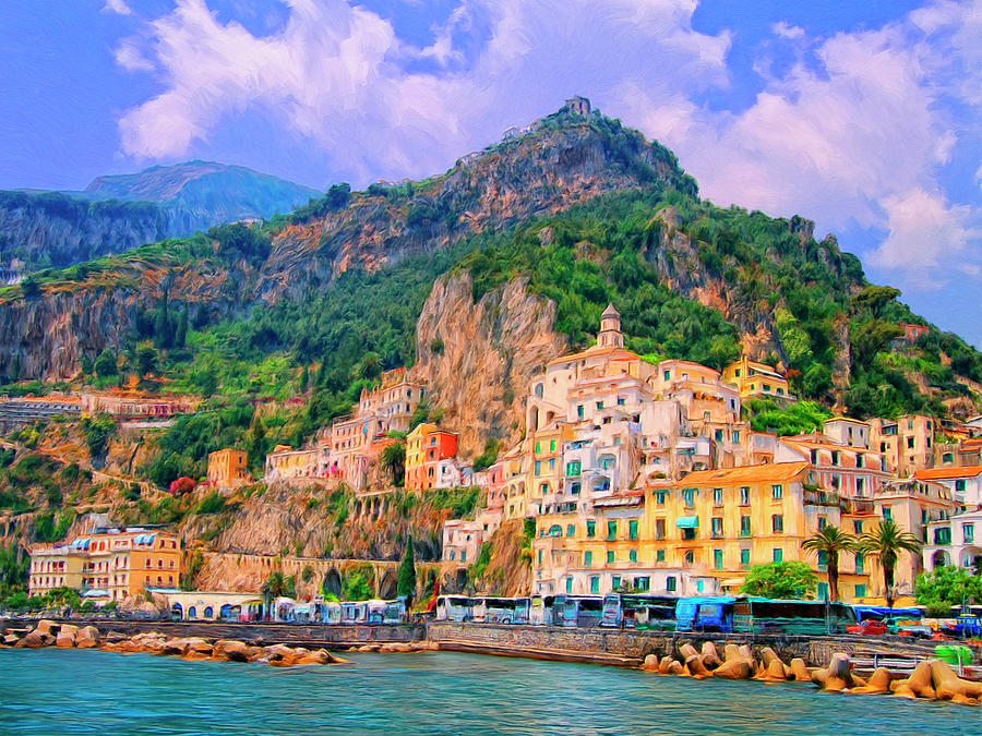 Harbor Painting - Harbor at Amalfi by Dominic Piperata