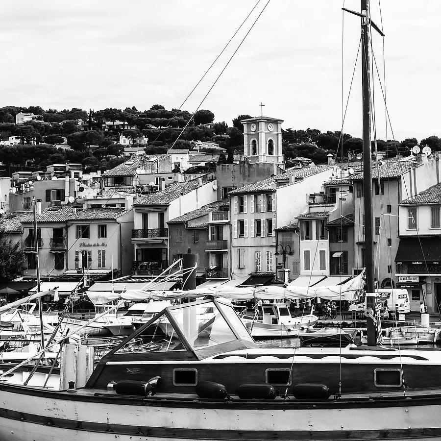 Harbor Boats in the South of France - Square Photograph by Georgia Clare