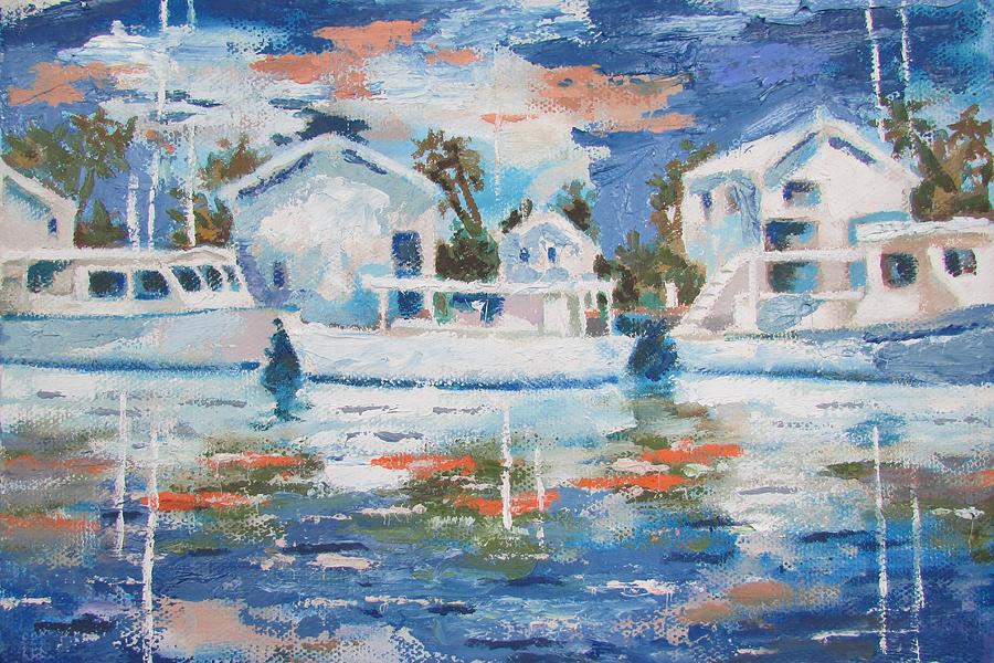 Harbor  Boats Painting by Tony Caviston