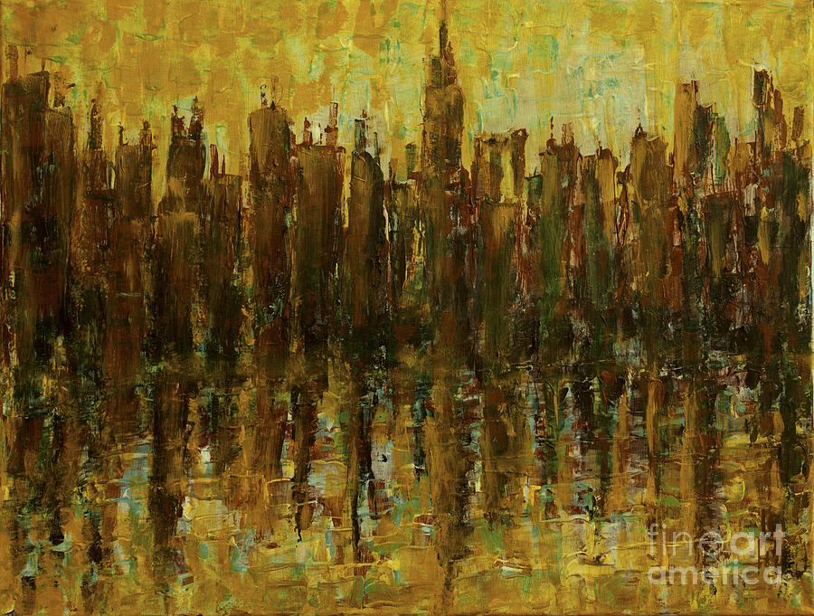 Abstract Painting - Harbor City Sunrise by Tim Musick