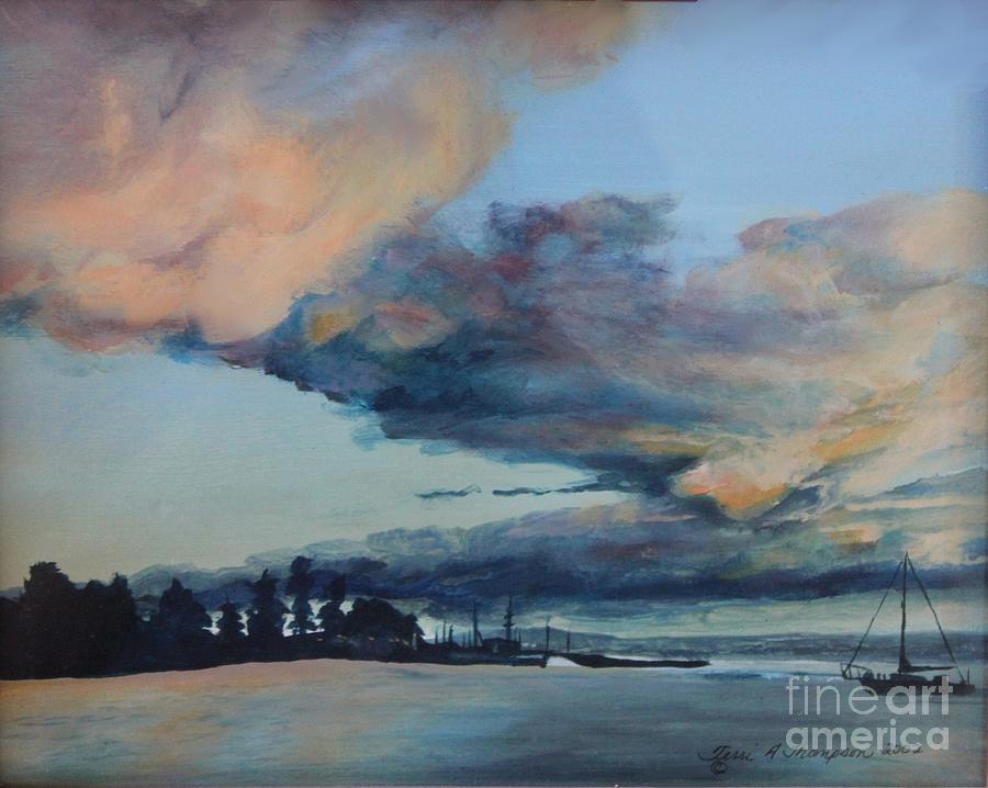 Sunset Painting - Harbor in Lahaina by Terri Thompson