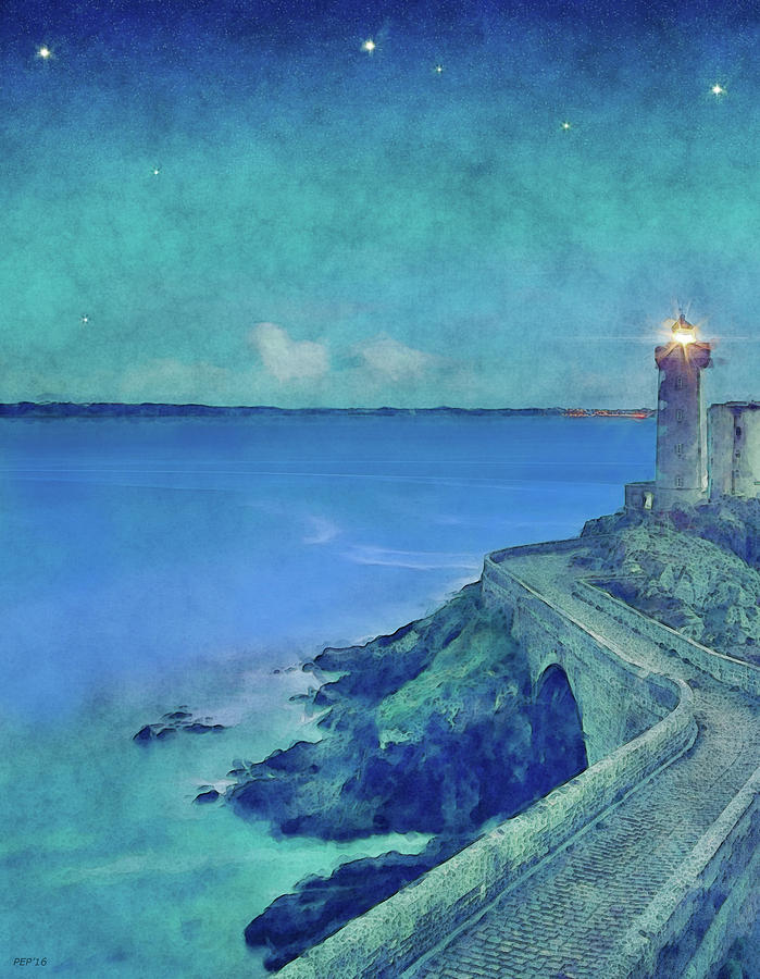 Harbor Lighthouse At Dusk Digital Art by Phil Perkins