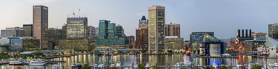 Harbor Lights - From Federal Hill - Color Pano Photograph by Brian Wallace