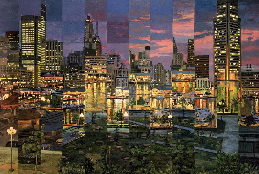 Baltimore Painting - Harbor Lights by James Scott