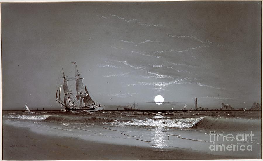 Harbor Moonlight  David Johnson Kennedy Painting by MotionAge Designs
