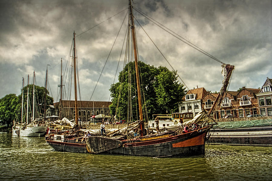 Harbor Sail Boats on a Canal in Amsterdam Photograph by Randall Nyhof