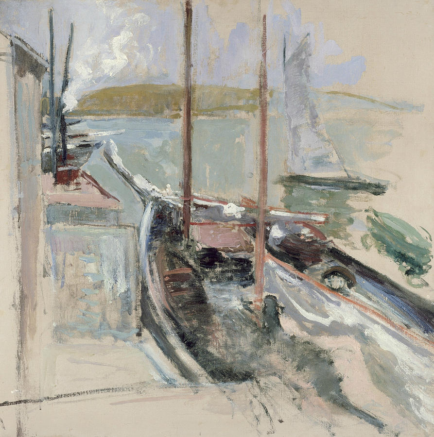 Harbor Scene Painting by John Henry Twachtman