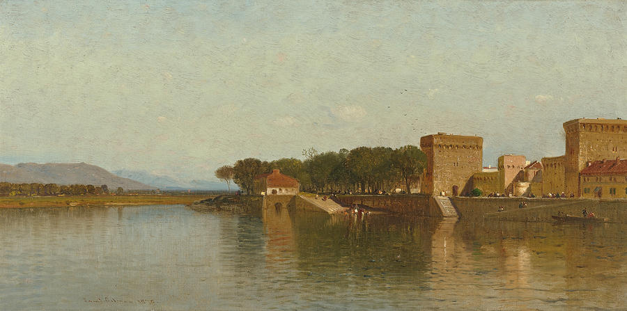 Harbor Scene Painting by Samuel Colman