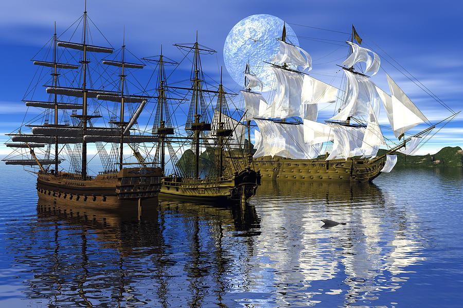 Fantasy Digital Art - Harbor traffic by Claude McCoy