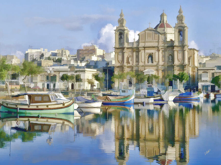 Architecture Painting - Harborside Msida Malta by Dean Wittle
