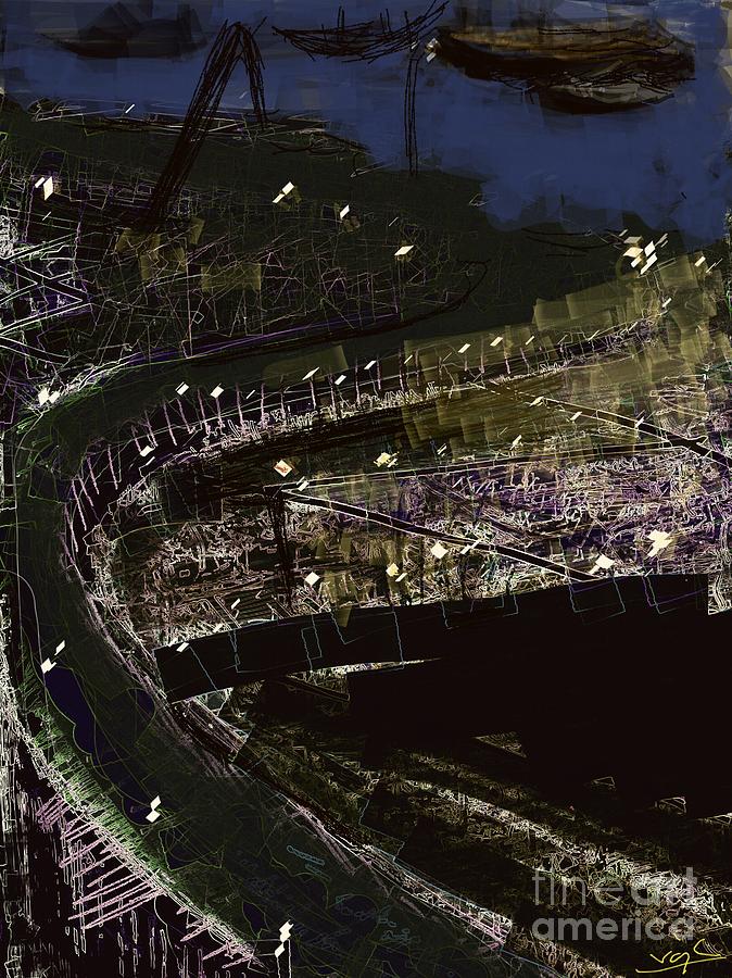 Harbour at night Digital Art by Subrata Bose