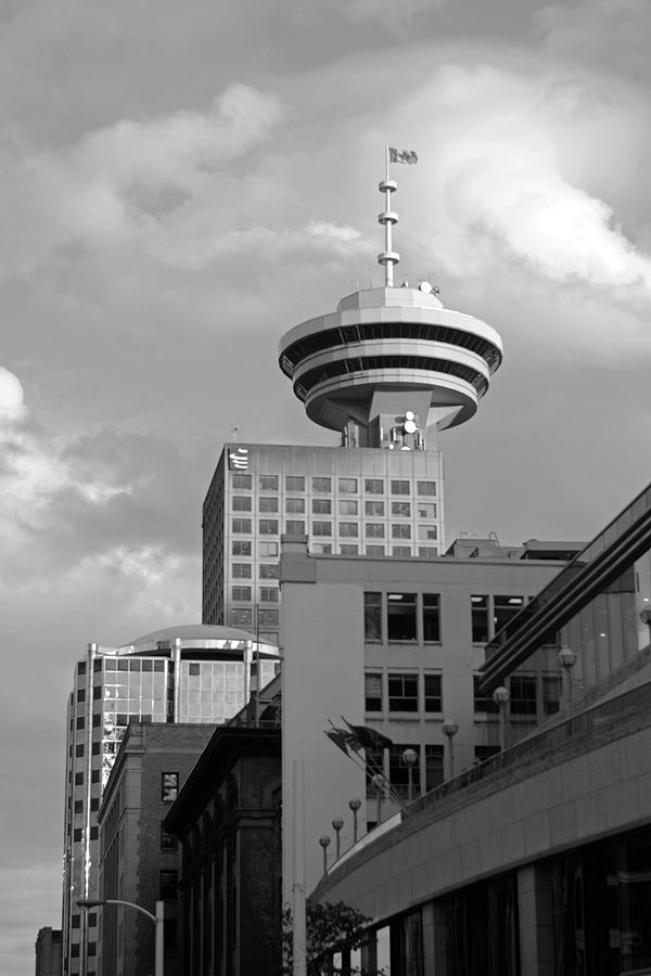 Harbour Centre Tower Vancouver B W Photograph by Connie Fox