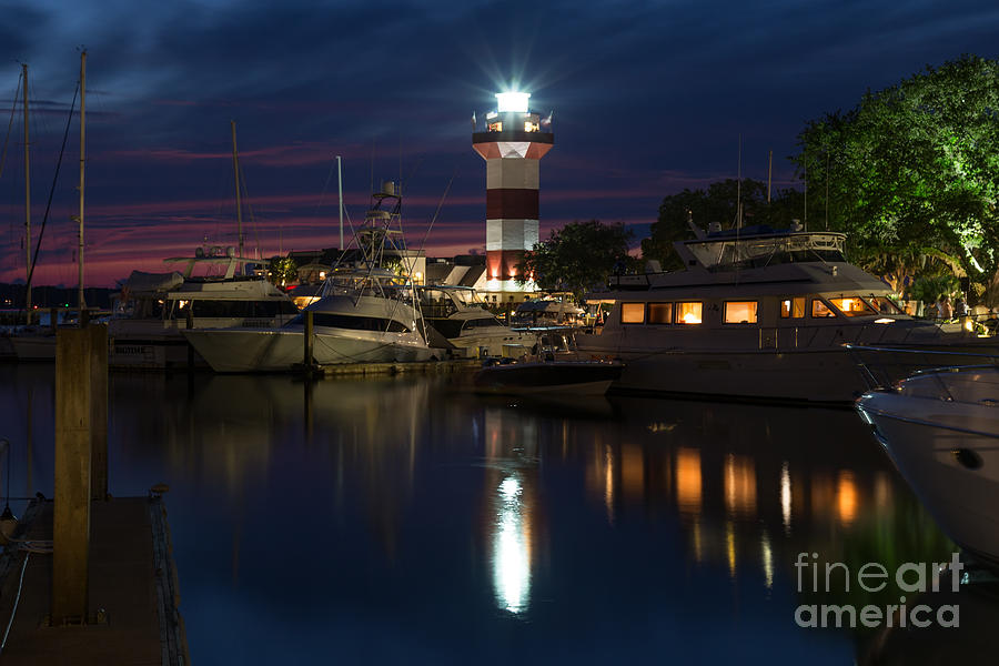 Harbour Town Lighthouse at Blue Hour, Hilton Head Island, South  Photograph by Dawna Moore Photography