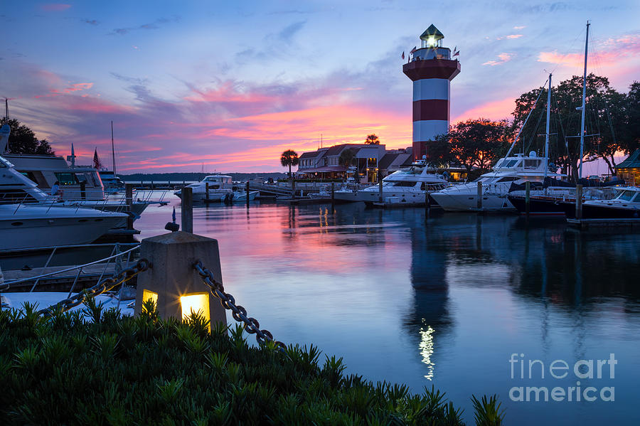 Sunset Photograph - Harbour Town Sunset, Hilton Head Island, South Carolina by Dawna Moore Photography