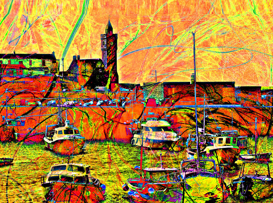 Harbour View Porthleven Cornwall Digital Art by Mike Marsden