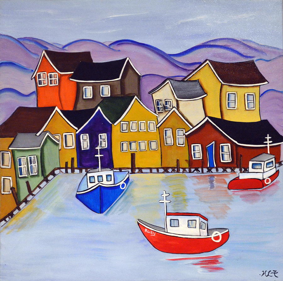 Harbour Village Painting by Heather Lovat-Fraser