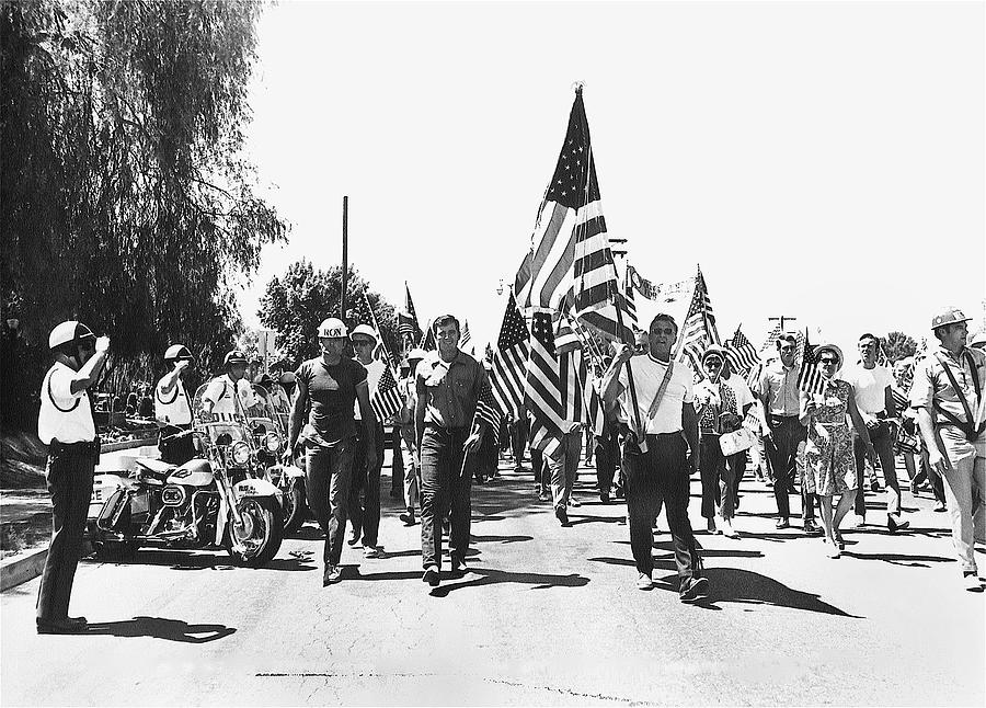 Hard Hat Pro-viet Nam War March Saluting Cops Tucson Arizona 1970  Photograph by David Lee Guss