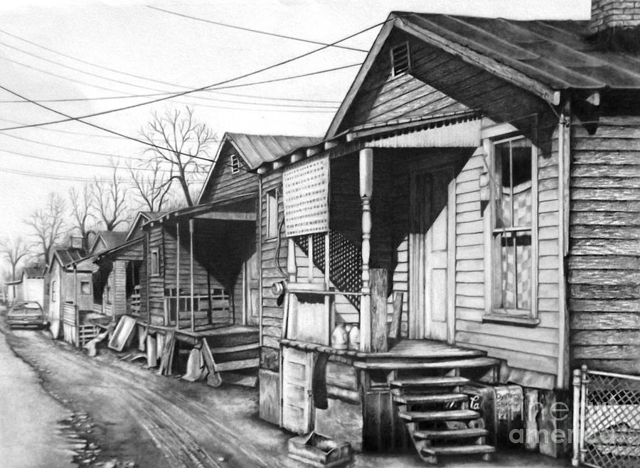 Row Houses Drawing - Hard Knock Life by David Neace