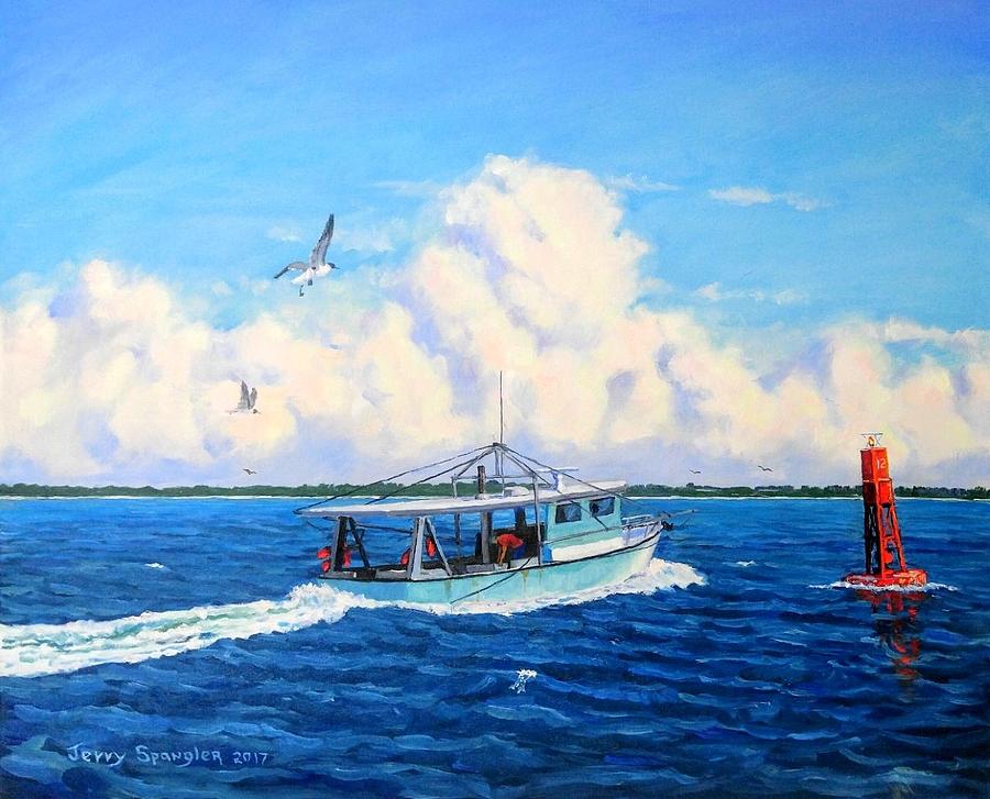 Fishing Painting - Hardn Day Fishing by Jerry SPANGLER