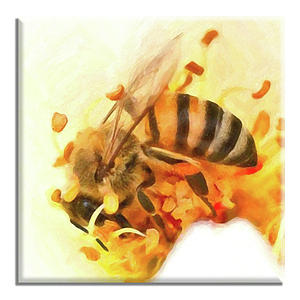HardWorking HoneyBee Ceramic Tile Digital Art by DiDesigns Graphics