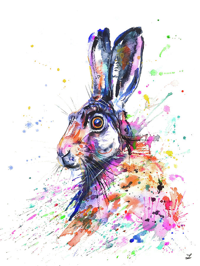 Hare in Grass Painting by Zaira Dzhaubaeva
