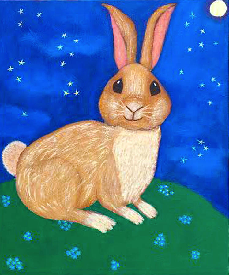 Hare in the Moonlight Painting by Sue Gurland