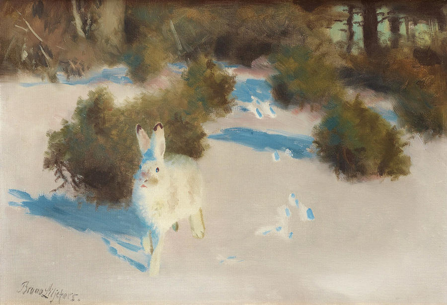 Hare In Winterlandscape Painting By Bruno Liljefors