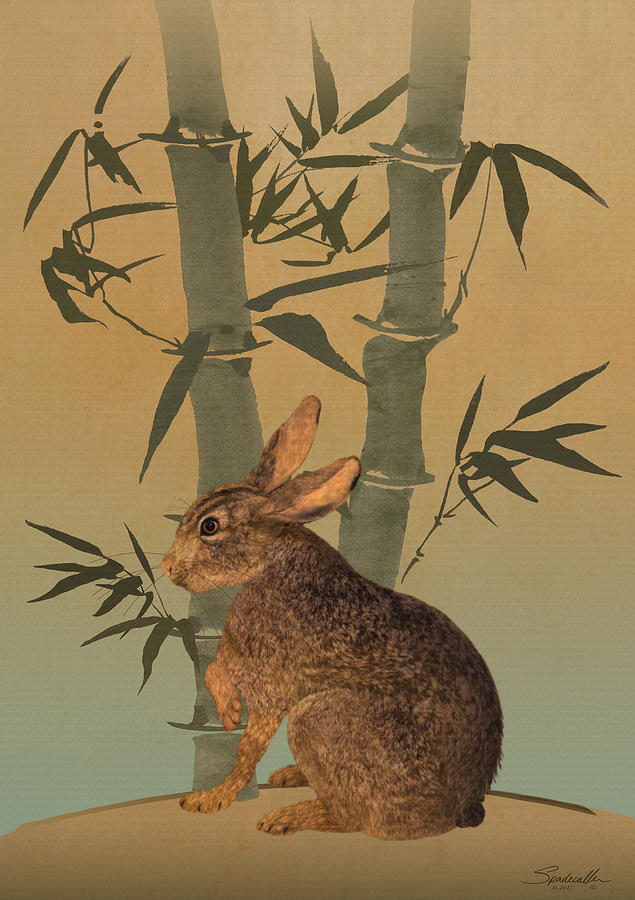 Hare Under Bamboo Tree Digital Art by M Spadecaller