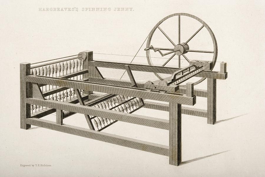 Hargreave S Spinning Jenny. Engraved By Drawing by Vintage Design Pics