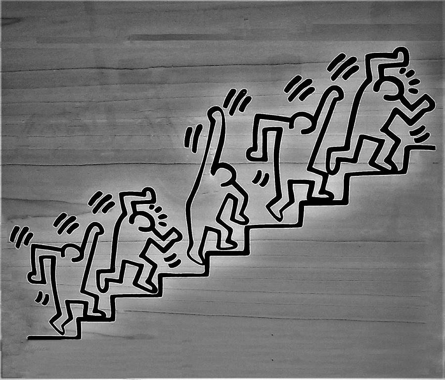 Haring Stairs B W Photograph by Rob Hans