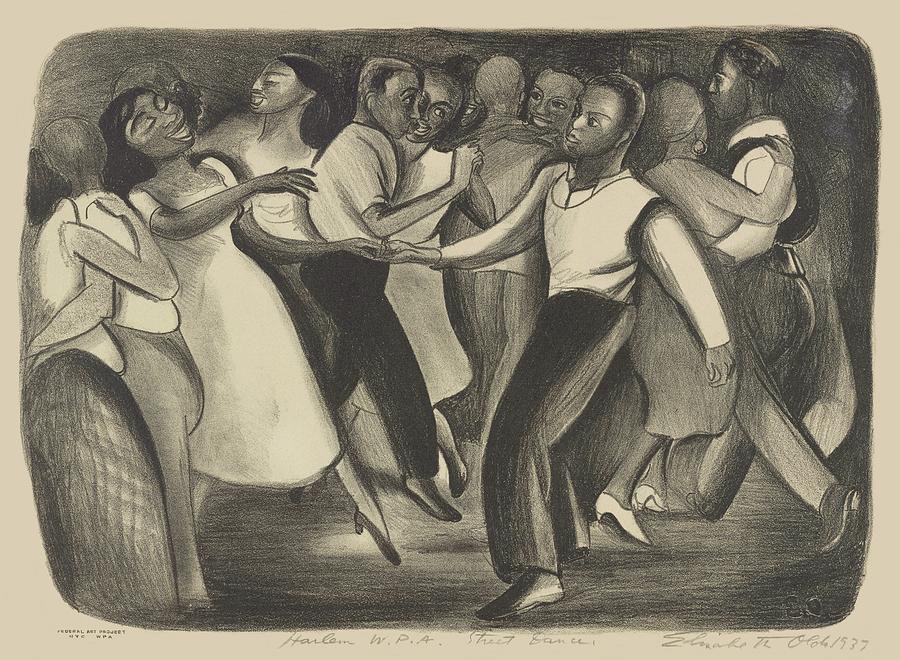Harlem W P A Street Dance Elizabeth Olds 1937 Drawing by Movie Poster Prints