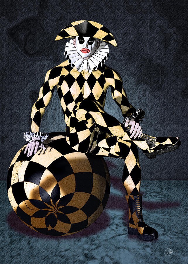 Harlequin Circus Mime Digital Art by Quim Abella