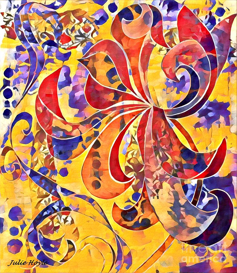 Harlequin Flower Painting by Julie Hoyle