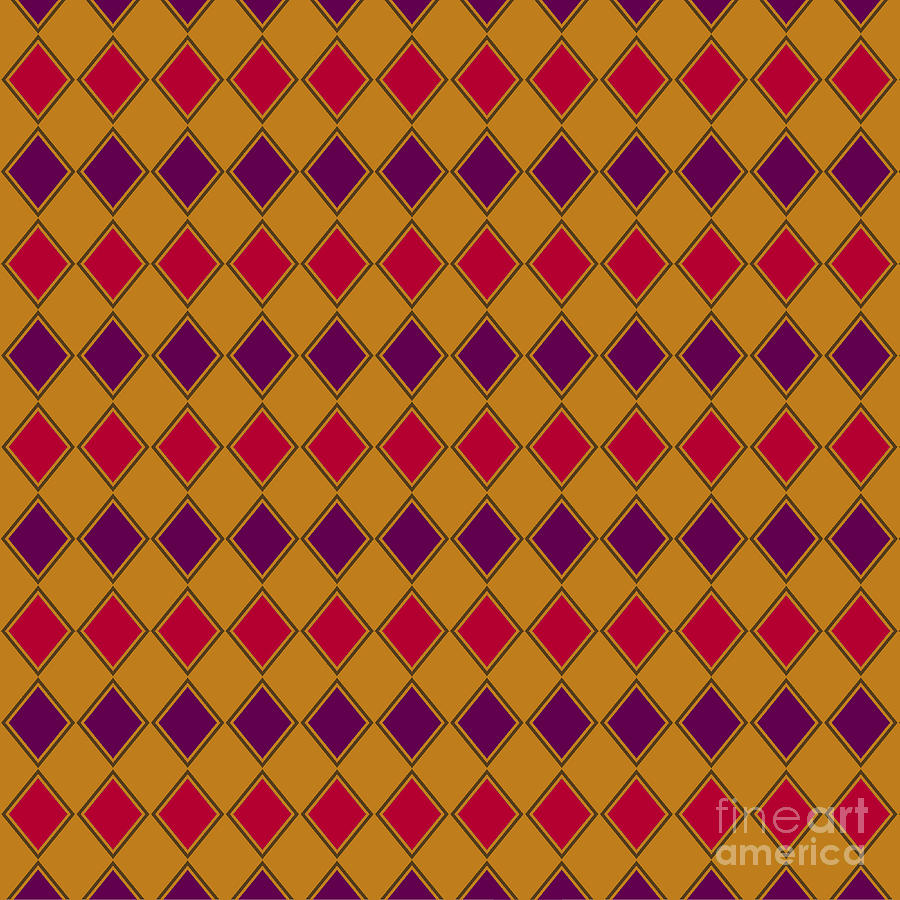 Pattern Digital Art - Harlequin Gold Purple Coral by Two Hivelys