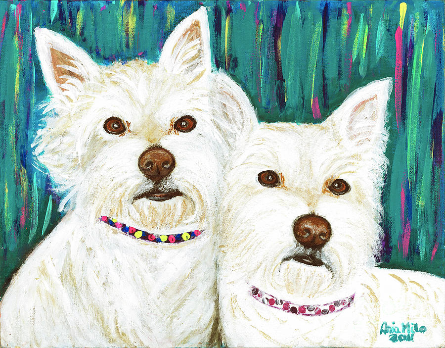 Harley and Tidus West Highland Terriers Painting by Ania M Milo