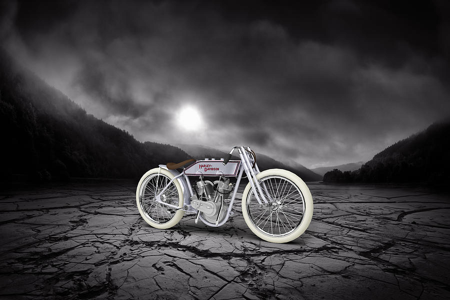 Vintage Digital Art - Harley Davidson 11K 1920 Mountains by Aged Pixel