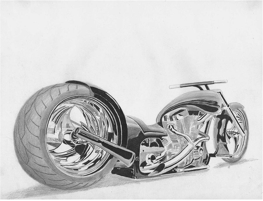 Harleydavidson Custom 5 Motorcycle Art Print Drawing by Stephen Rooks