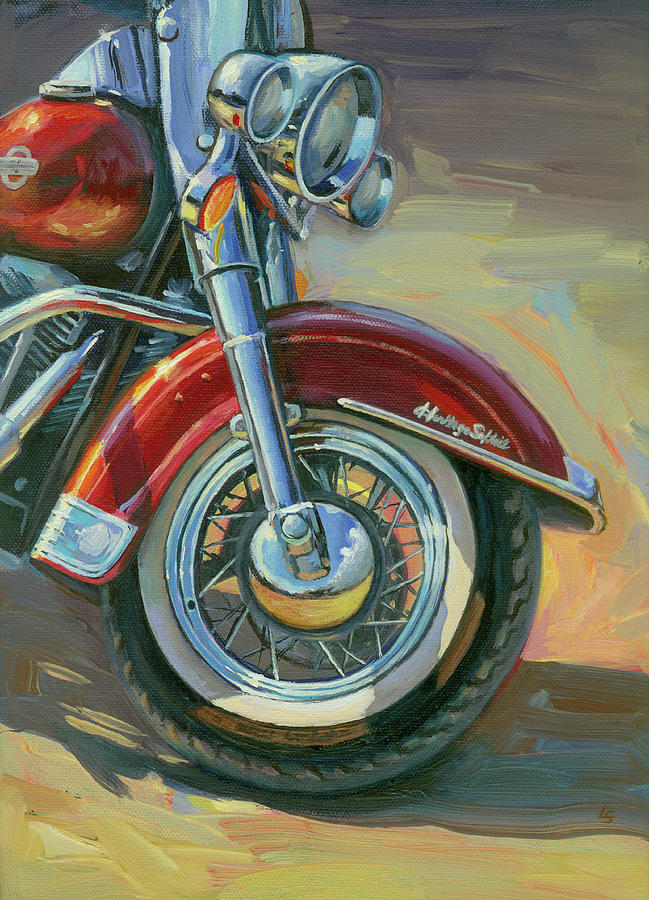 Harley-davidson Heritage Softail Painting By Lesley Spanos 