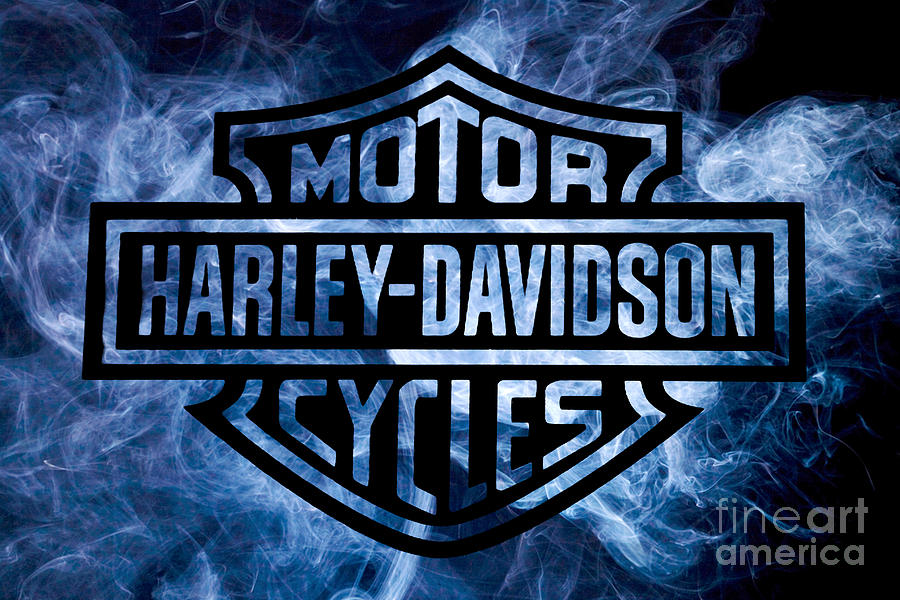 Harley Davidson Logo Blue Digital Art by Randy Steele