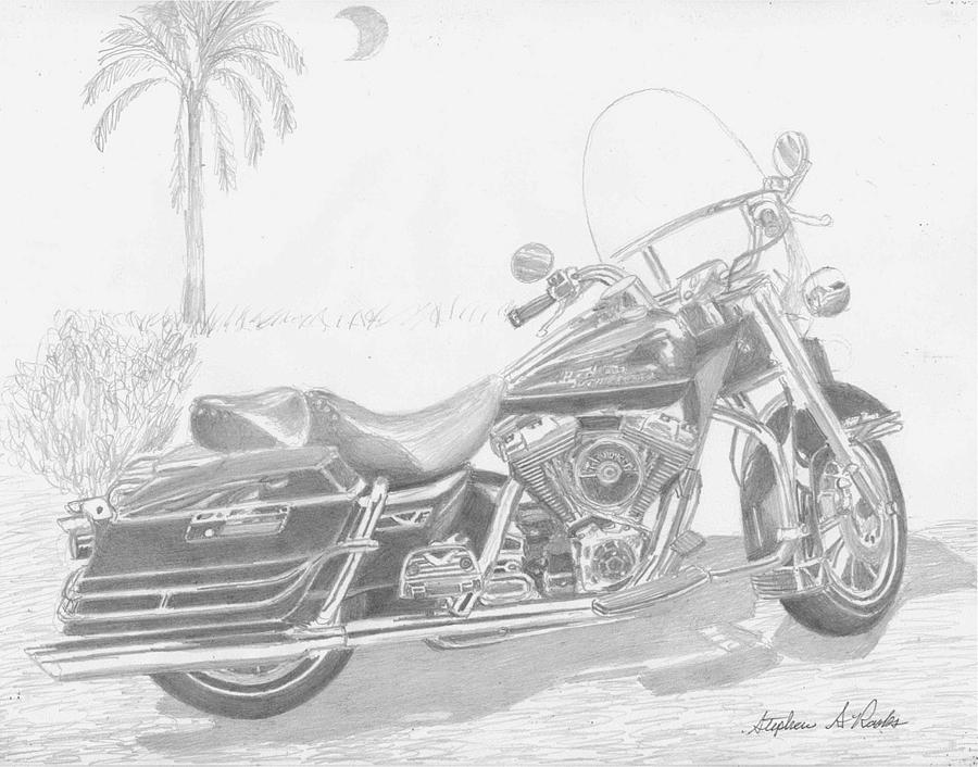Miscellaneous Drawing - Harley-Davidson Roadking MOTORCYCLE ART PRINT      by Stephen Rooks