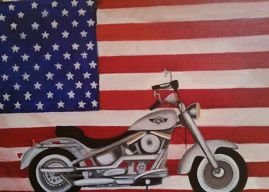 Harley Davidson soft tail Painting by Tina Mostov - Fine Art America