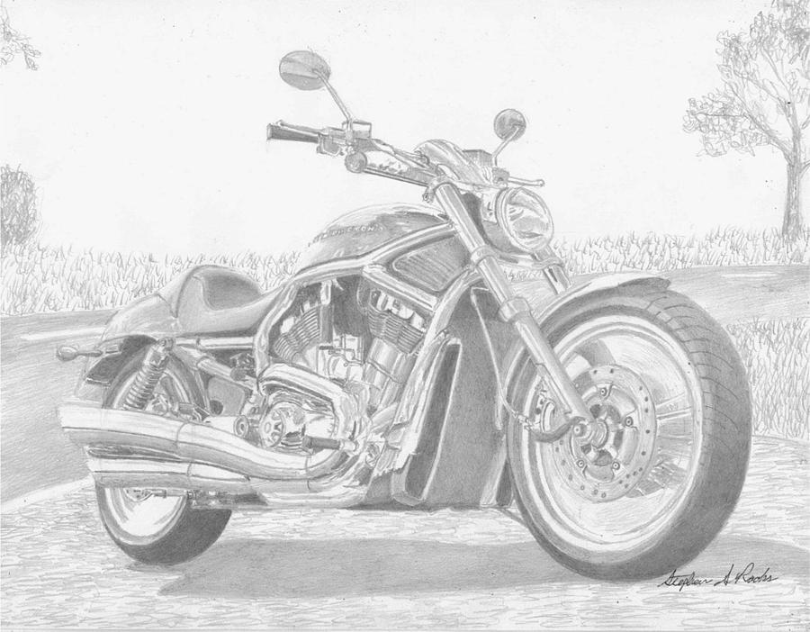 Motorcycle Harleydavidson Silhouette Drawing Clip  Motorcycle Drawings  Harley Davidson HD Png Download  vhv