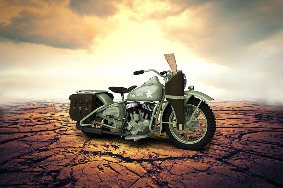 Harley Davidson Wla 1942 Desert Digital Art by Aged Pixel