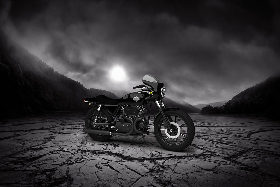 Harley Davidson XLCR 1977 Mountains Digital Art by Aged Pixel - Fine ...