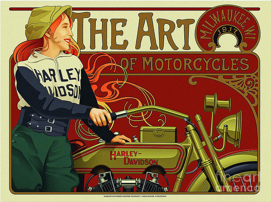 Harley Poster 1917 Digital Art by Steven Parker