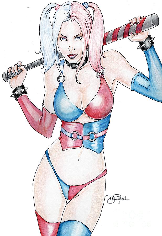 Harley With Bat Drawing By Bill Richards