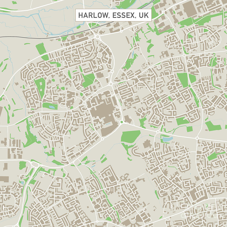 Harlow Essex Uk City Street Map Digital Art By Frank Ramspott Pixels 