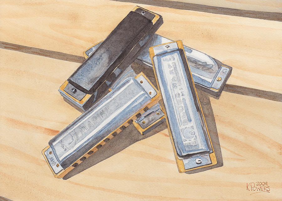 Harmonica Pile Painting by Ken Powers