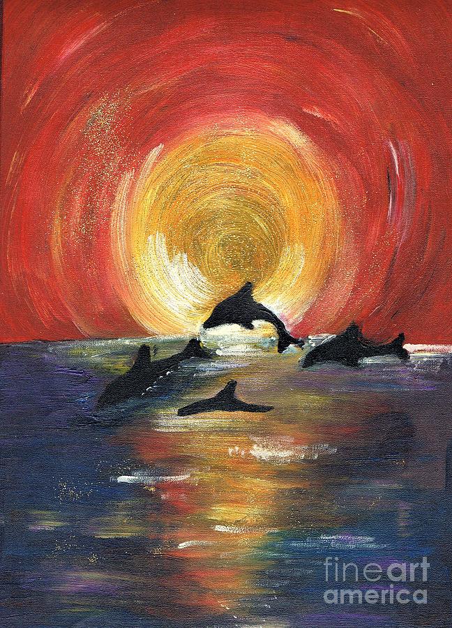 Dolphin Painting - Harmony 2 by Karen Jane Jones